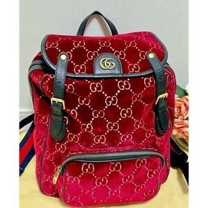 Gucci GG velvet backpack red